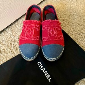 Authentic Chanel double CC canvas espadrilles 37 = 6.5